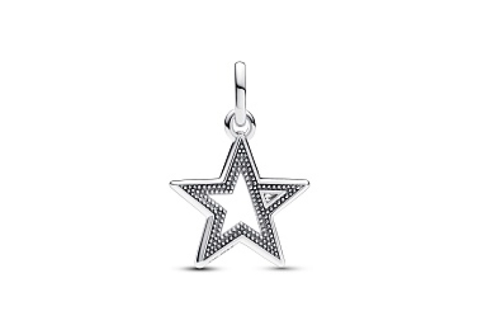 Star sterling silver medallion with clear cubic zi