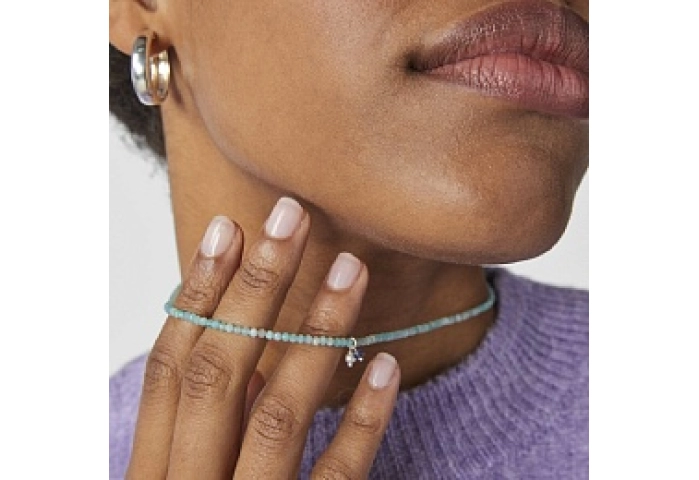 SILVER CHOKER GEMSTONES 43CM