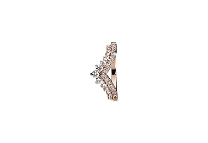 Tiara wishbone 14k rose gold-plated ring with clea