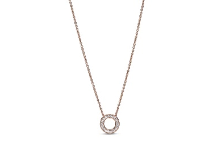 Pandora logo reversible 14k rose gold-plated colli