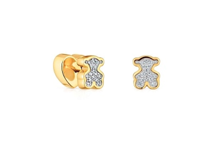 SILVER GOLD PLATED EARRINGS 0,15CT GH/SI