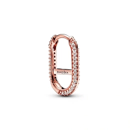 14k Rose gold-plated hoop link earring with clear cubic zirconia