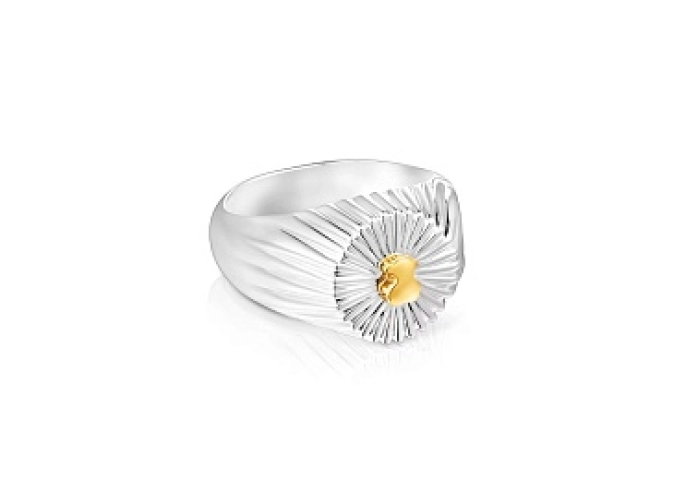 SILVER GOLDPLATED RING BICOLOR BEAR N14