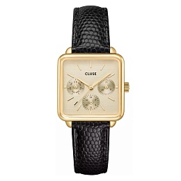 La Tétragone Multifunction Watch Leather, Black Li