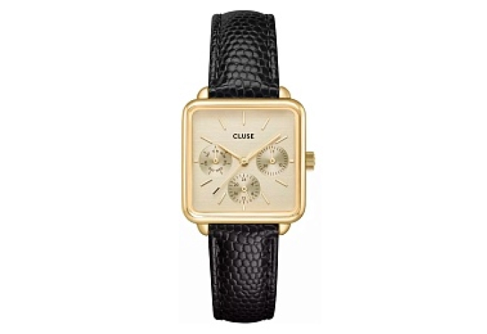 La Tétragone Multifunction Watch Leather, Black Li
