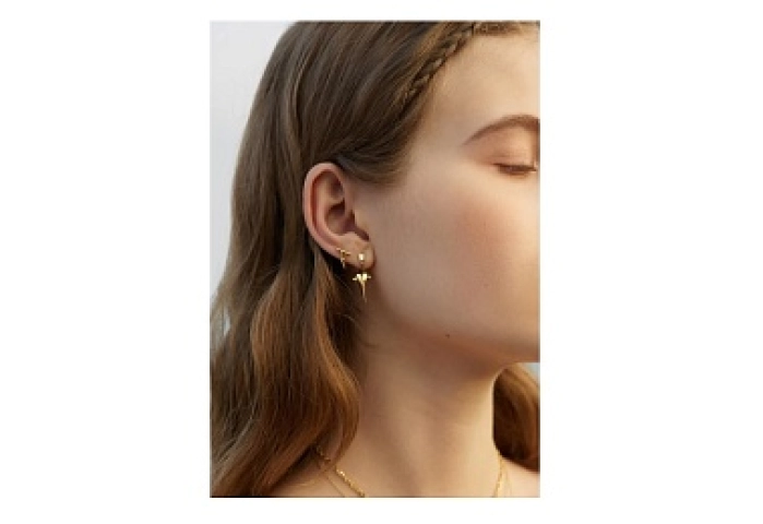Gold Point Huggie Hoop Earrings