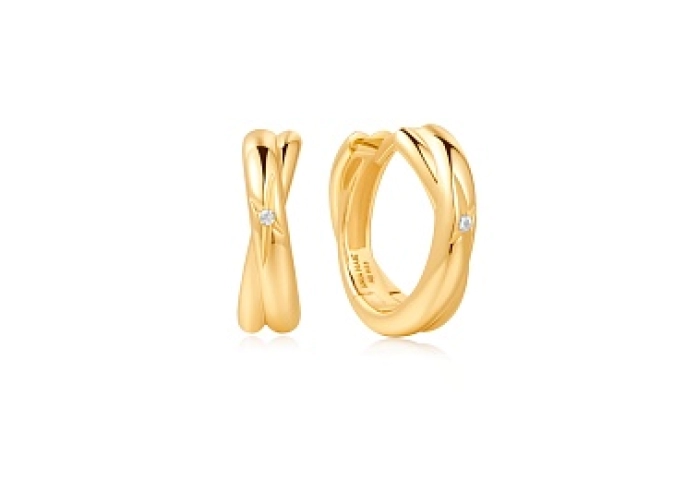 Gold Cross Duo Huggies