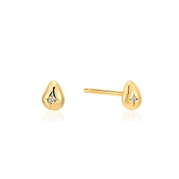 Gold Pebble Sparkle Stud Earrings
