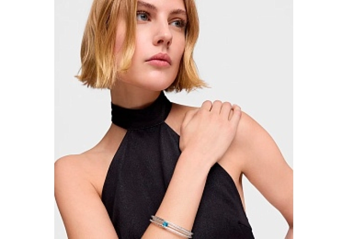 SILVER 3 BAND BANGLE BLUE TOPAZ