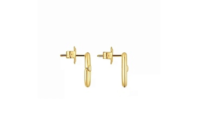 SILVER GOLD PLATED OVAL EARRINGS 10MM