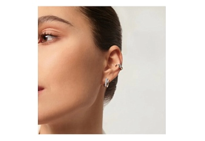 Silver Pavé Double Huggie Hoop Earrings