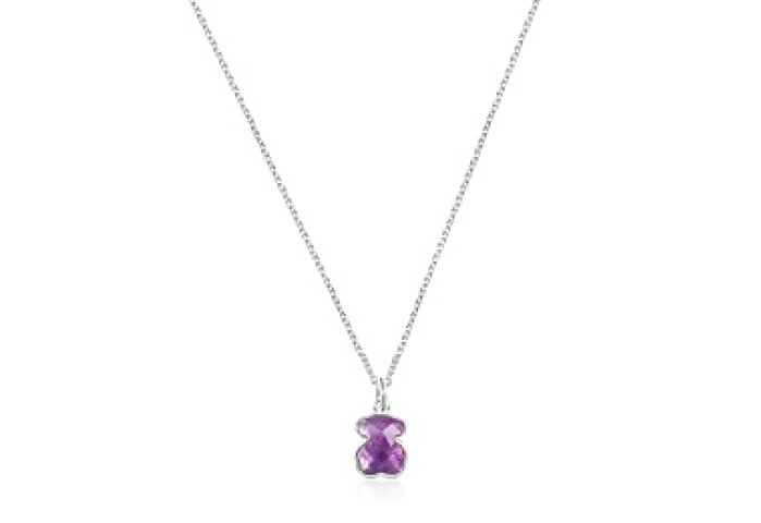 SILVER PENDANT AMETHYST MOP CHAIN 45CM