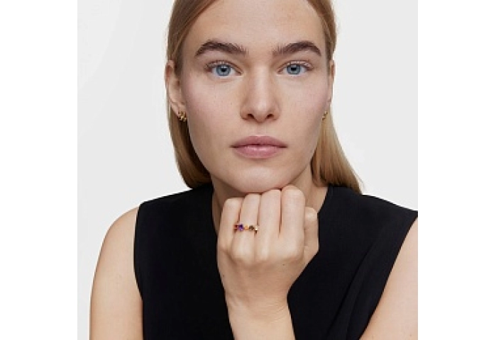 SILVER GOLD PLATED RING MULTI GEMS N12