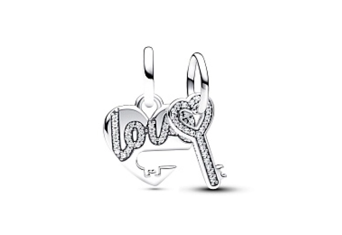 Love heart and key sterling silver splittable dang
