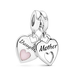 Mother and daughter hearts sterling silver split d