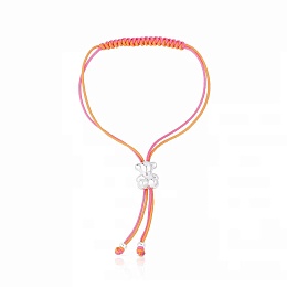 SILVER BRACELET PINK-ORANGE CORD