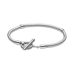 Snake chain sterling silver T-bar bracelet