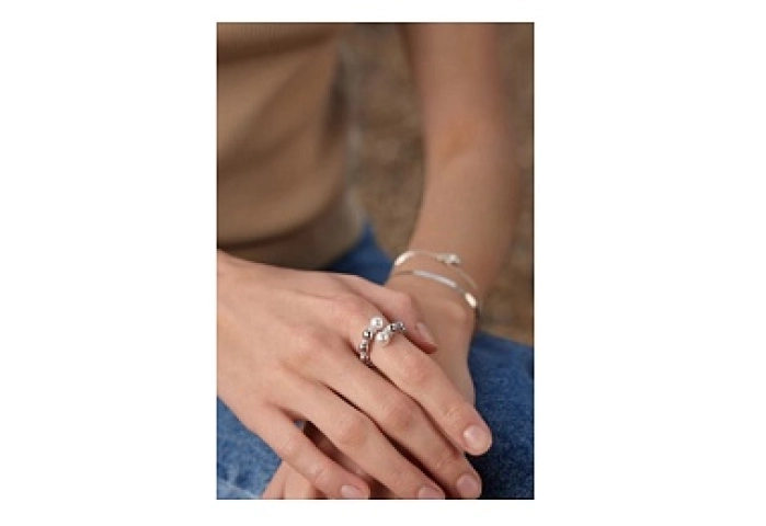 Silver Pearl Sparkle Wrap Ring