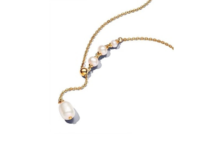14k Gold-plated drop necklace with white treated f