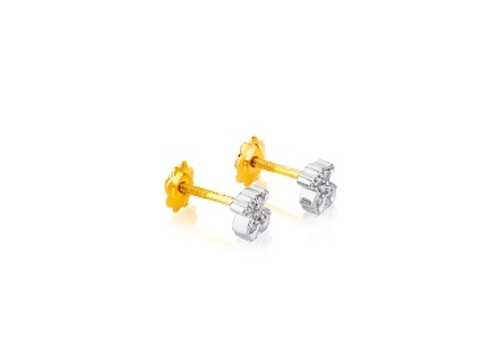 18KT GOLD EARRINGS 0.05CT DIAMOND 4.5MM