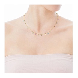 SILVER GOLD PLATED CHOKER GEMS CUL.PEARL