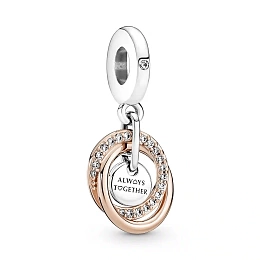 Encircled sterling silver and 14k rosegold-plated dangle with clear cubic zirconia