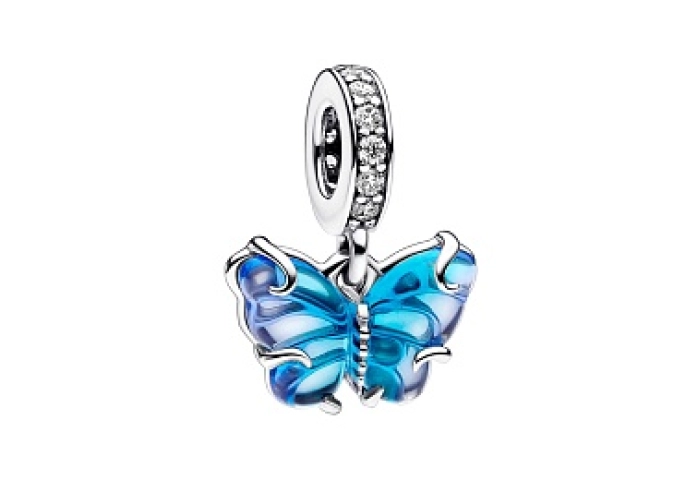 Butterfly sterling silver dangle with bi-colour bl