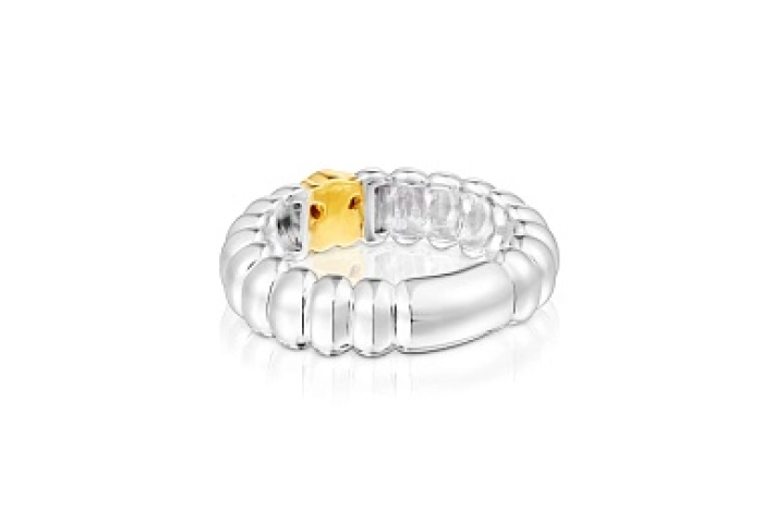 SILVER GOLD PLATED RING BICOLOR BEAR N14