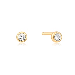 Gold Solitaire Cubic Zirconia Studs