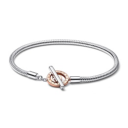 Snake chain sterling silver and 14k rose gold-plat
