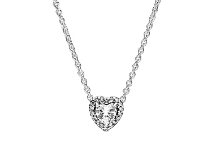 Heart sterling silver collier with clear cubic zir