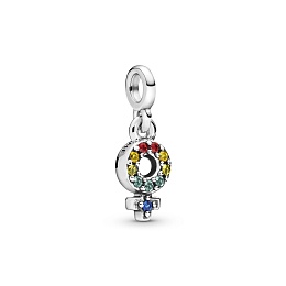 Female symbol sterling silver dangle charmwith gre
