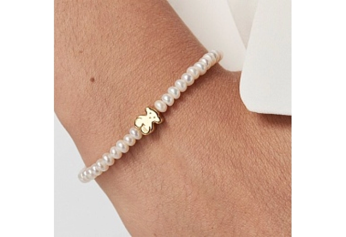 CULTURED PEARLS BRACELET 18KT GOLD MOTIF