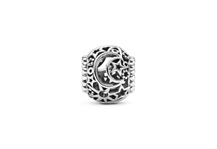 Moon and star sterling silver charm