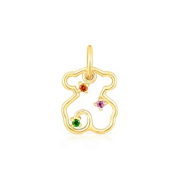 18KT GOLD PENDANT BEAR 12MM GEMSTONES