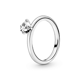 Heart sterling silver ring with clear cubic zircon