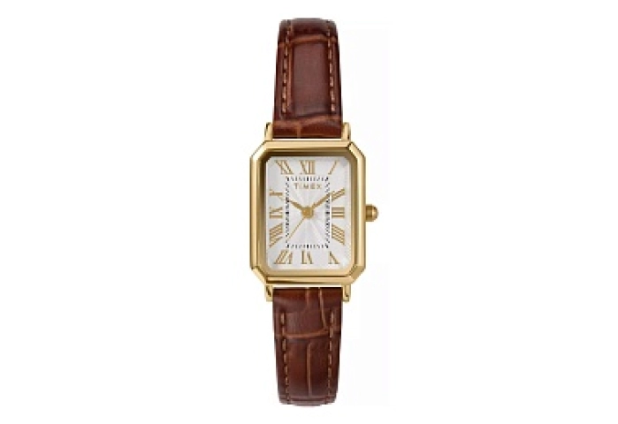 Women's Dress Gold tone with Silver Dial and Brown