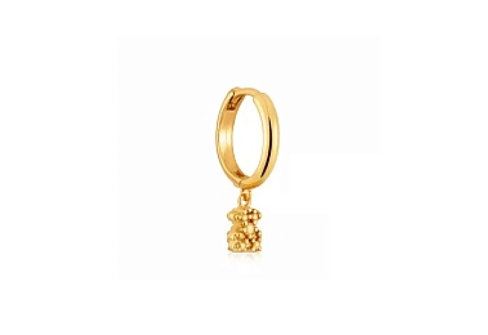 1 SILVER GOLDPLATED HOOP EARRING BEAR 8MM