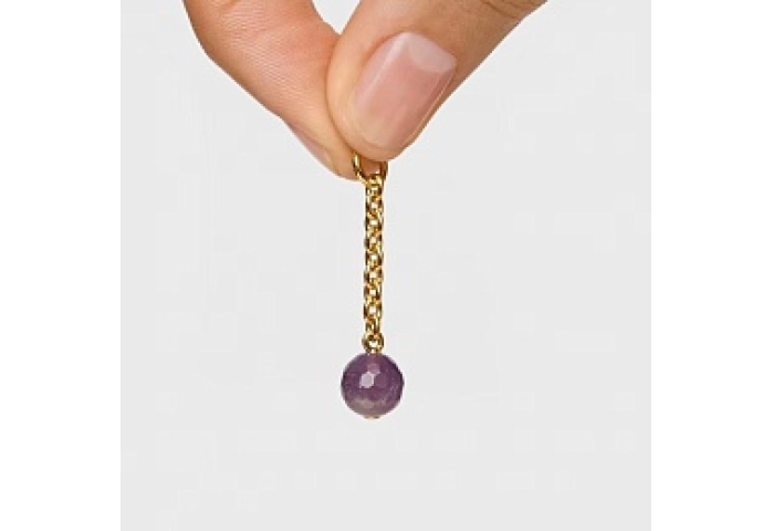 SILVER GOLD PLATED PENDANT AMETHYST 34MM