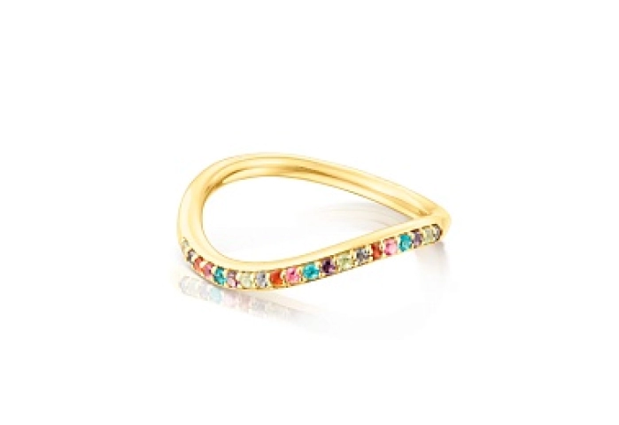 SILVER GOLD PLATED RING GEMSTONES N14