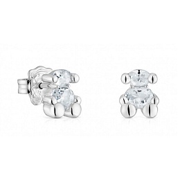 SILVER EARRINGS ROCK CRYSTAL BEAR 8,55MM