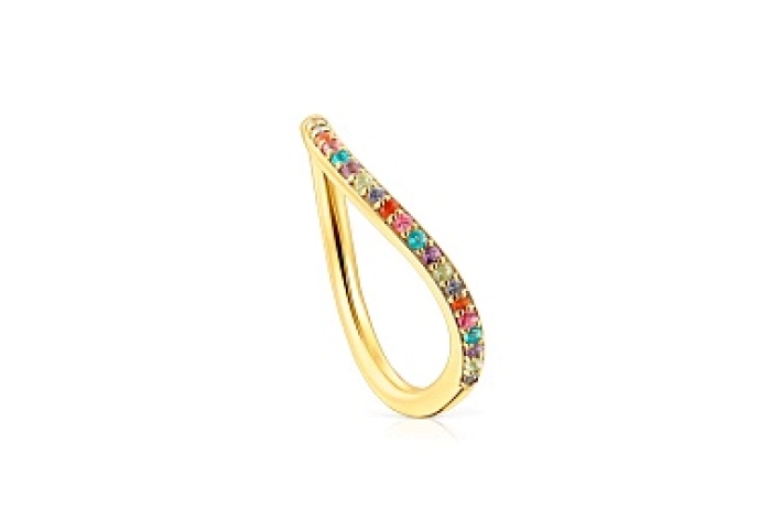 SILVER GOLD PLATED RING GEMSTONES N14