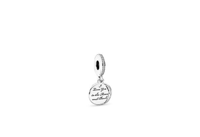 Moon and star silver dangle with clear cubic zirco
