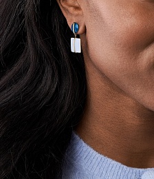 EARRINGS BASE METAL WITH CZ, GLASS