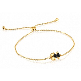 SILVER GOLD PLATED BRACELET ONYX BEAR