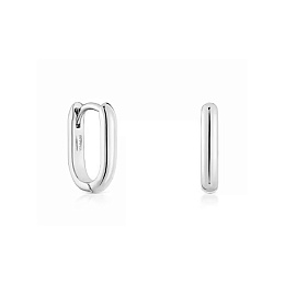 SILVER HOOP EARRINGS OVAL 12MM