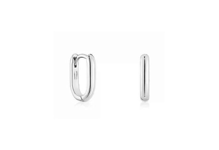 SILVER HOOP EARRINGS OVAL 12MM