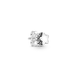 Shooting star sterling silver stud earring withcle