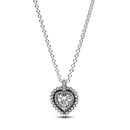 Heart sterling silver collier with clear cubic zir