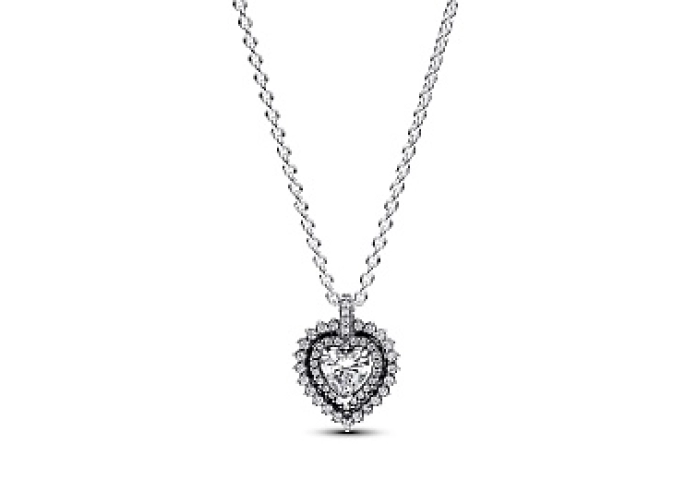 Heart sterling silver collier with clear cubic zir